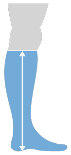 A graphic showing how high a Thinees long sock goes up on the leg
