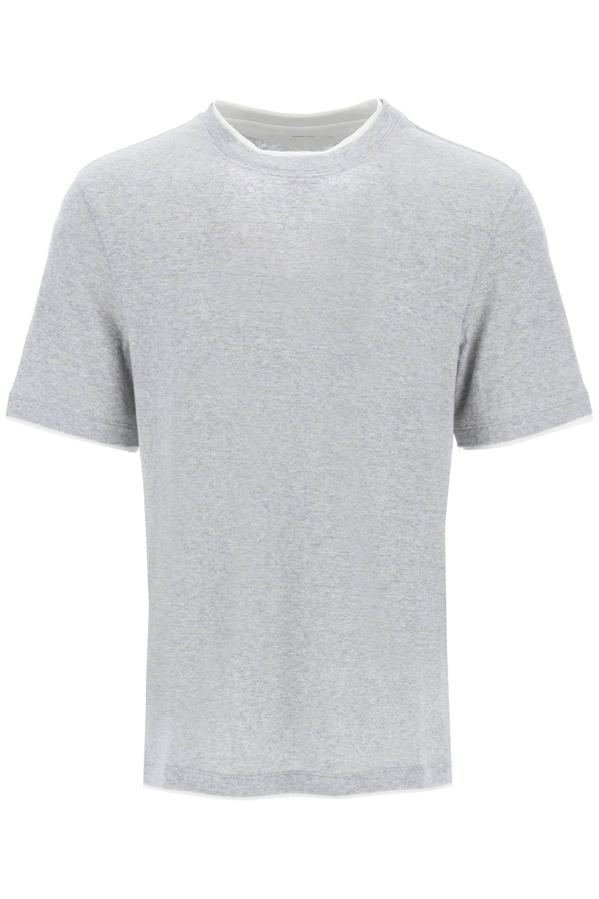 Pre-owned Brunello Cucinelli Overlapped-effect T-shirt In Linen And Cotton In White