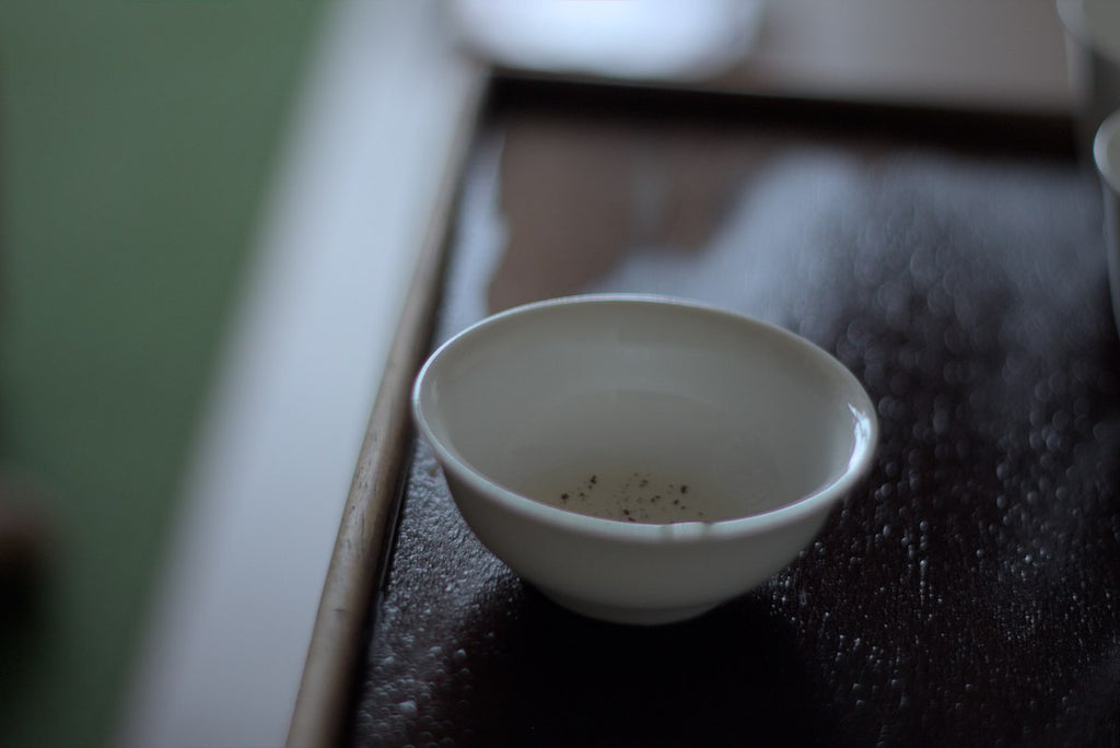 oolong tea in porcelain cup in Taiwan tea room