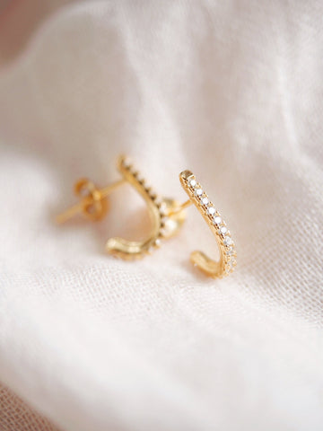 Sale Gold Pave J Stud Earrings Hokuhelele I Ke Aloha Jewelry