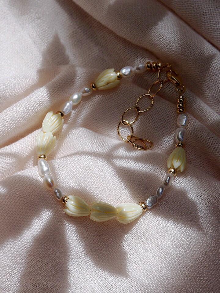 Pearl Pikake Flower Bead Bracelet - Mele