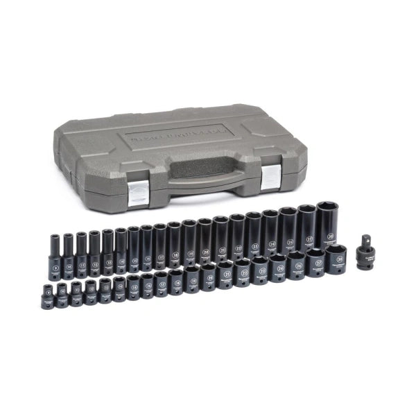 12 in. Drive 6Point Standard and Deep Metric Impact Socket Set 39Piece
