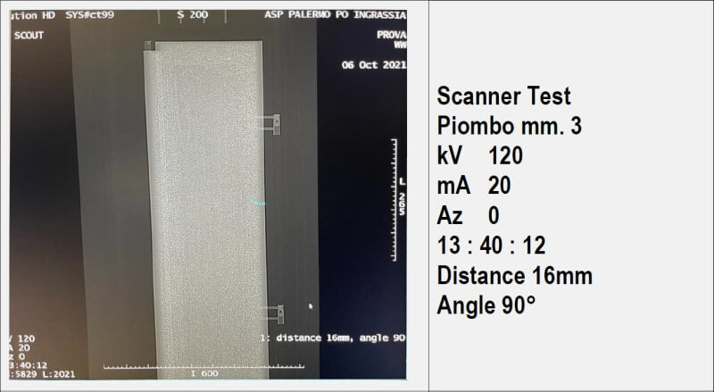 Scanner test certificazione porta piombata anti X