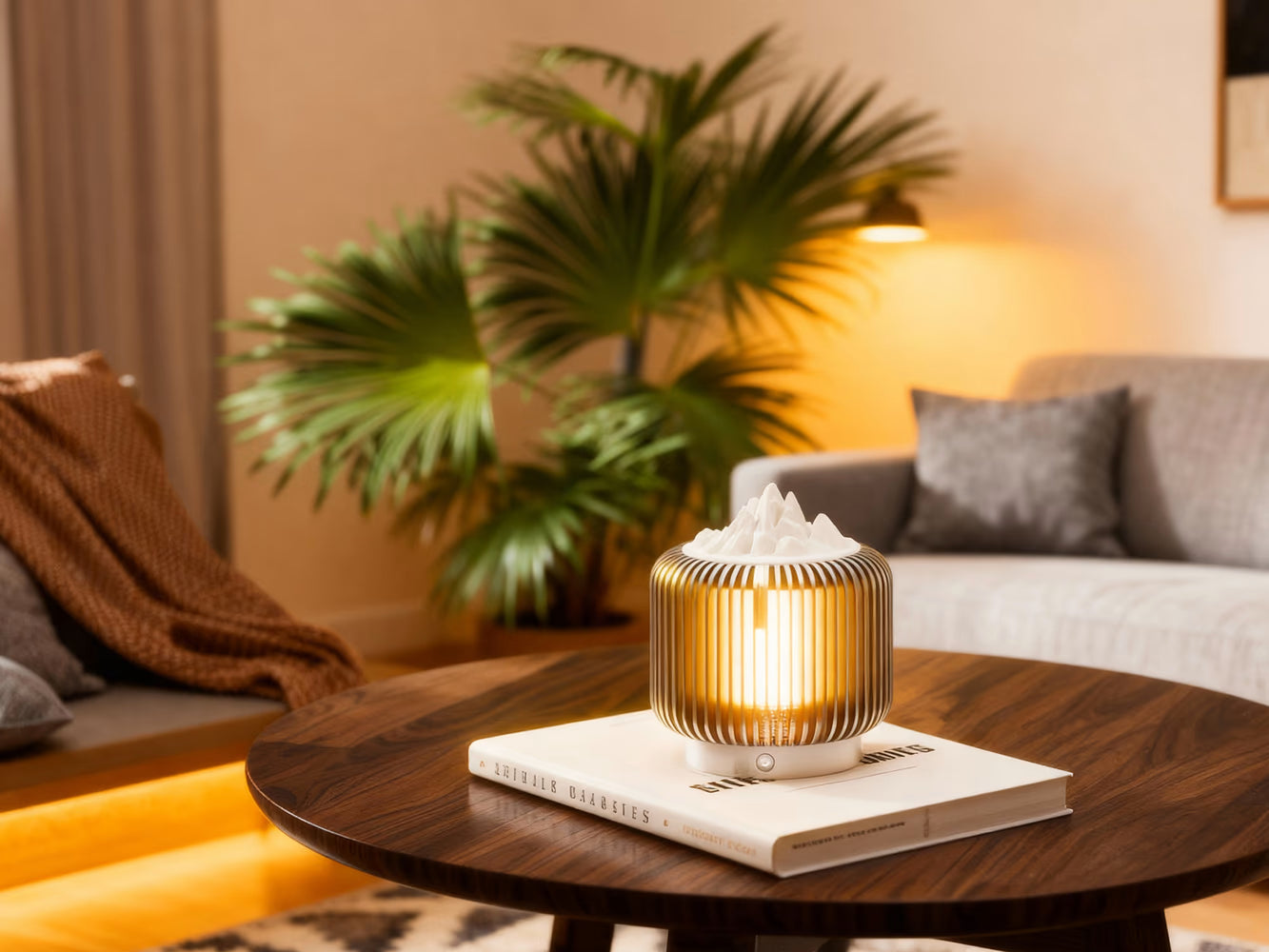 Nurdio placed in a cozy living room with warm evening light