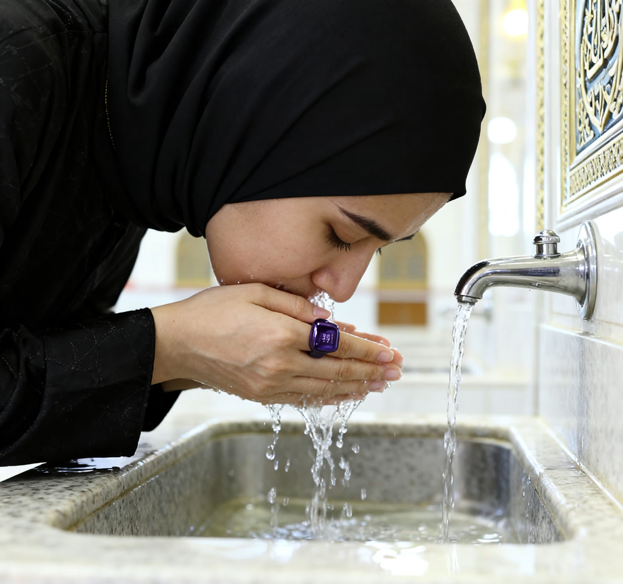 Dhikr after wudu using a smart ring counter