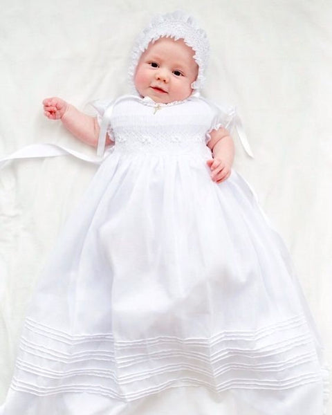 Christening Gown Girls Baptism Gowns Blessing Dresses with hat/bonnet ...