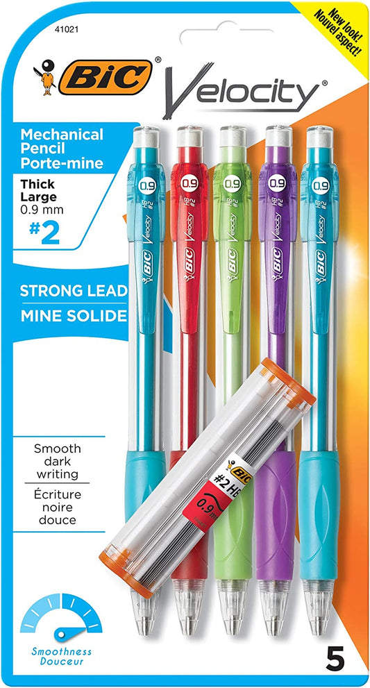 Xtra-Strong Thick Lead Mechanical Pencil, With Colorful Barrel Thick Point  (0.9mm), 24-Count Pack