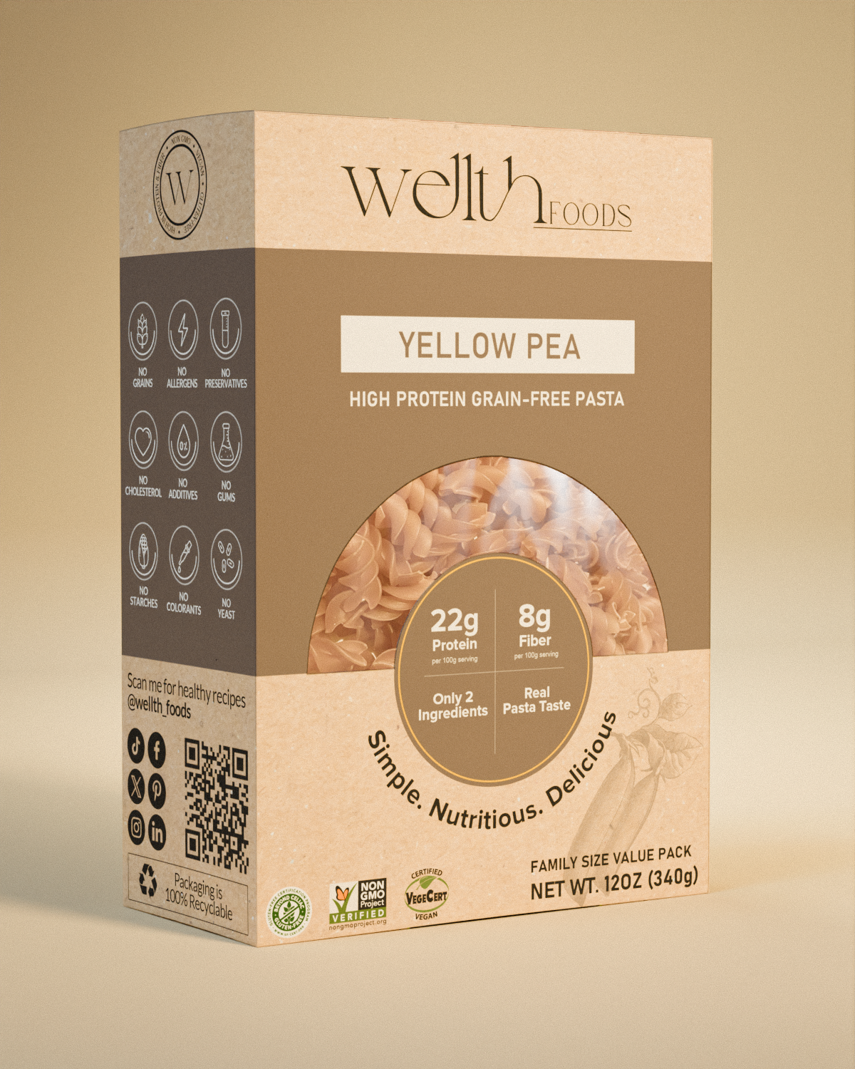 Yellow Pea rotini high protein grain-free pasta