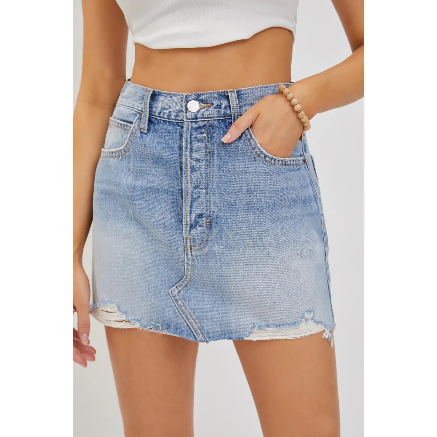 Light Wash Denim Mini Skirt