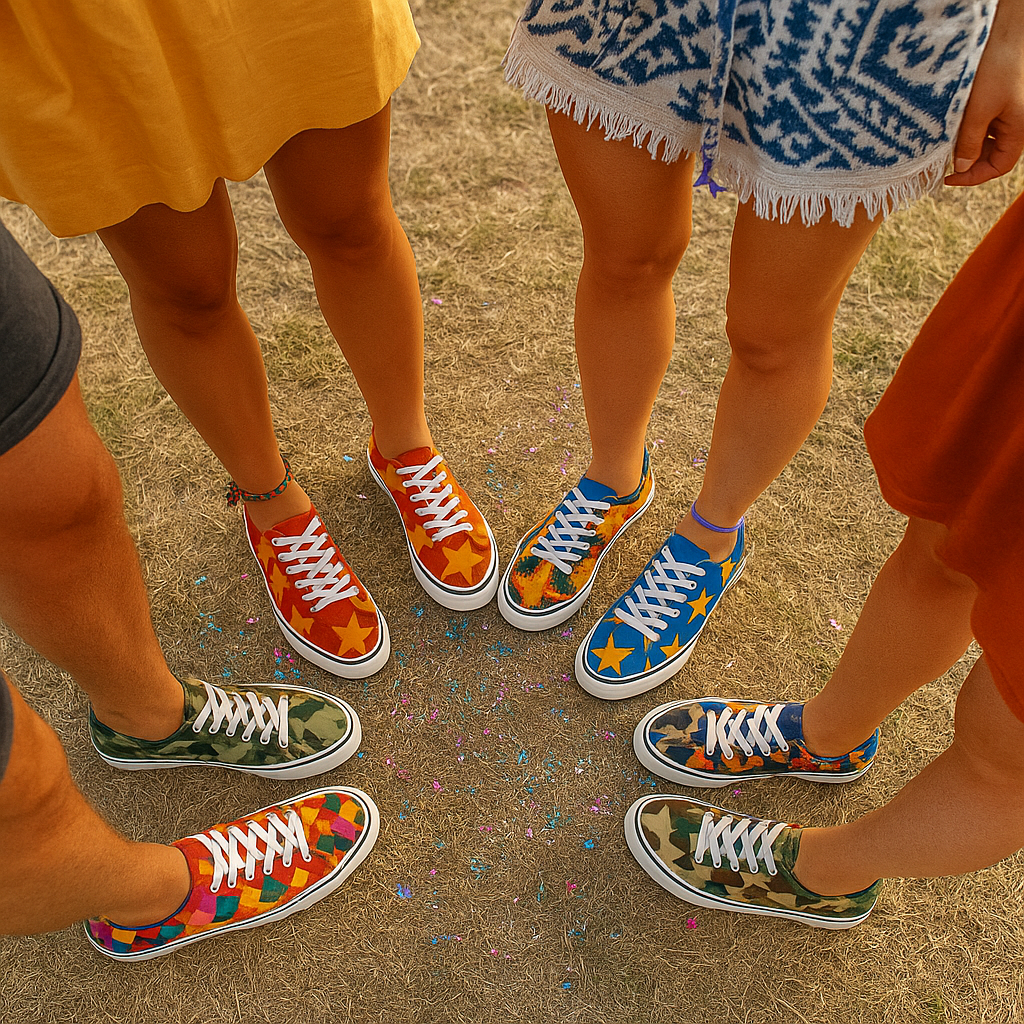 various colorful patterned shoes 
