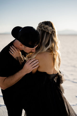 couple at the salt flats in utah with Becca Photo 