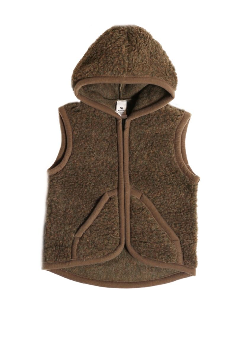 Alwero - Vest of bodywarmer Robby Bark Bruin - 100% wol