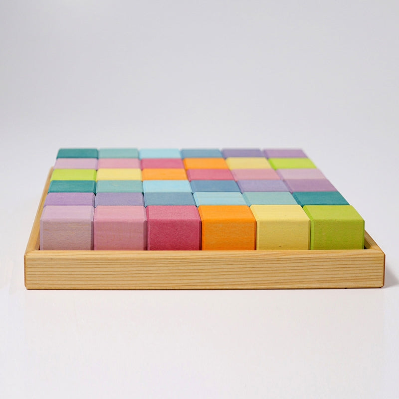 Grimm's - Houten blokkenset Pastel Mozaïek (36 stuks)