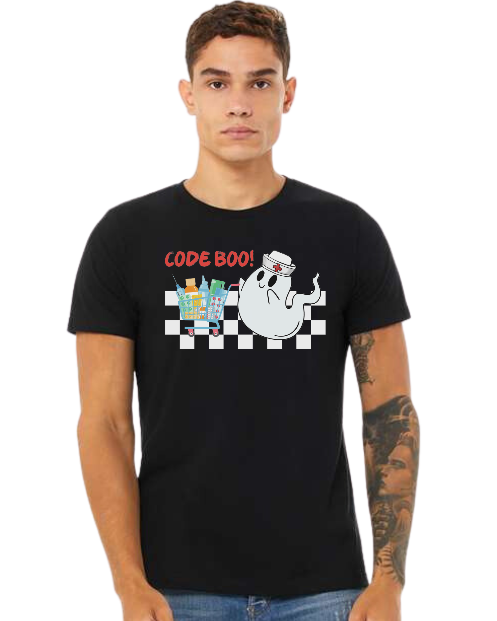 "Code Boo" Nursing ghost Premium unisex crewneck tee