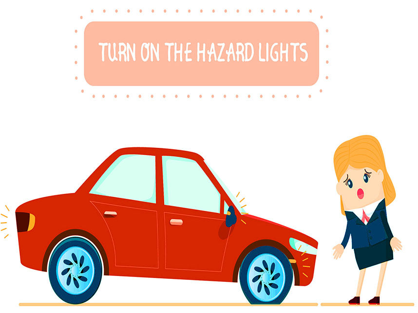 Turn hazard lights on for safety