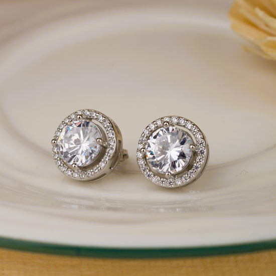 Shining Jewel Antique Silver Stylish Oxidized Round Stud Earrings Jewe