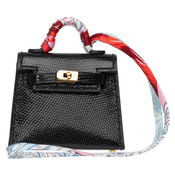 Hermès Micro Kelly Charm Black Lizard Gold Hardware - 2019, D