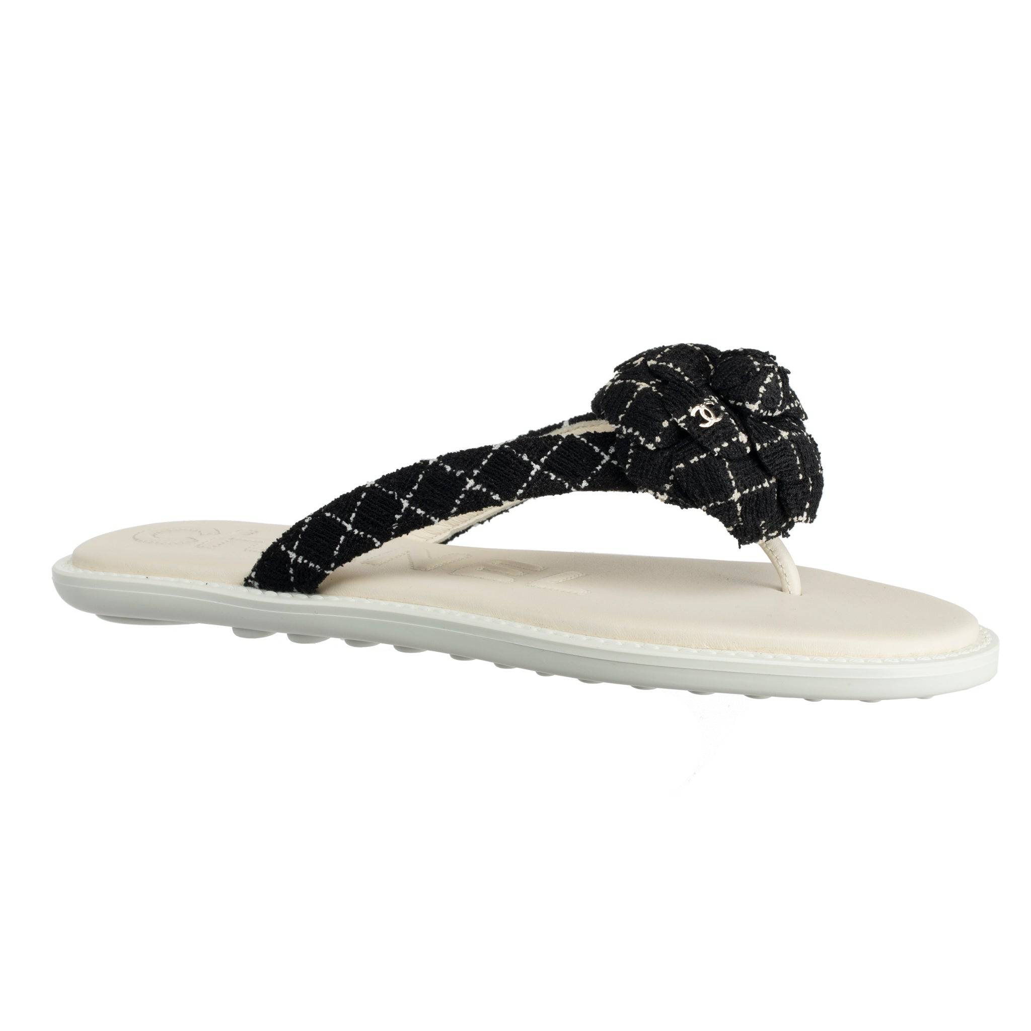 Chanel Dad Sandals Black Quilted Lambskin 41 Fr