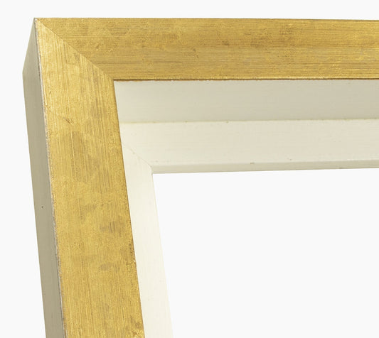 605.915 cornice in legno bianco fondo ocra misura profilo 60x55 mm –  Lombarda cornici s.n.c.