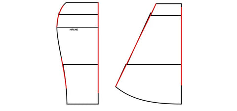Graphic image illustrating fitted and A-line skirt shortening