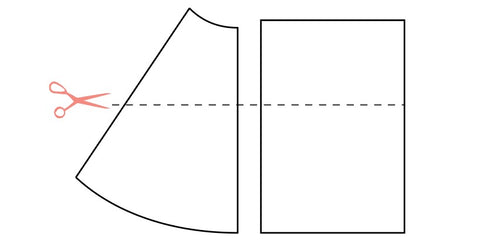Graphic image illustrating half circle and gathered skirt
