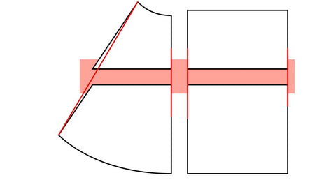 Graphic image illustrating half circle and gathered skirt lengthening