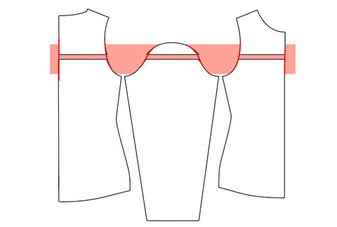 Graphic image illustrating armscye and sleeve cap adjustment lengthening
