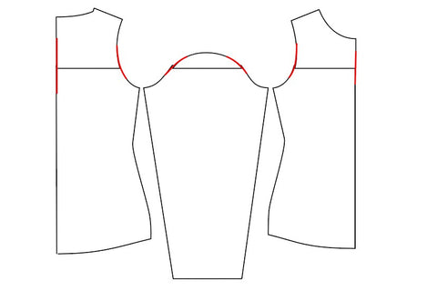 Graphic image illustrating armscye and sleeve cap adjustment shortening