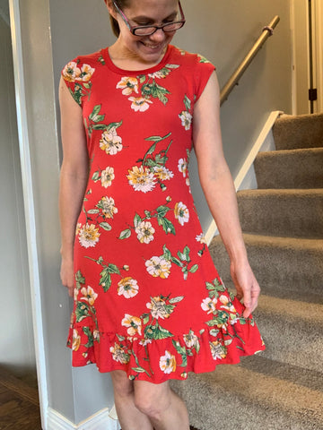 image of person wearing a red dress