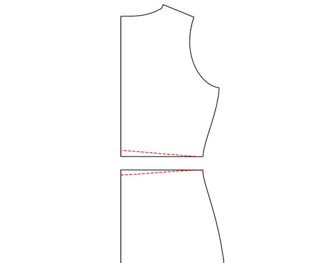 graphic of swayback with horizontal waist seam