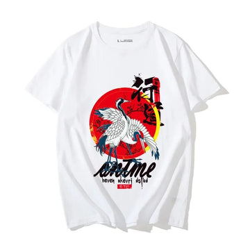 Traditional Japanese Crane Embroidered Print T-Shirt | Japan Outfits