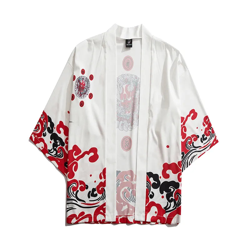 Japanese White Oni Kimono Jacket | Japan Outfits