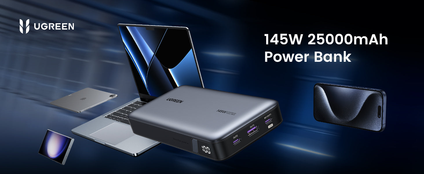 Ugreen 145W | 25000mAh Power Bank for Laptop-3 Ports