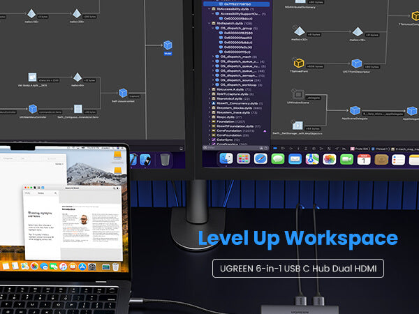 Ugreen 6-in-1 USB-C Hub (Dual HDMI, 8K@30Hz Single)
