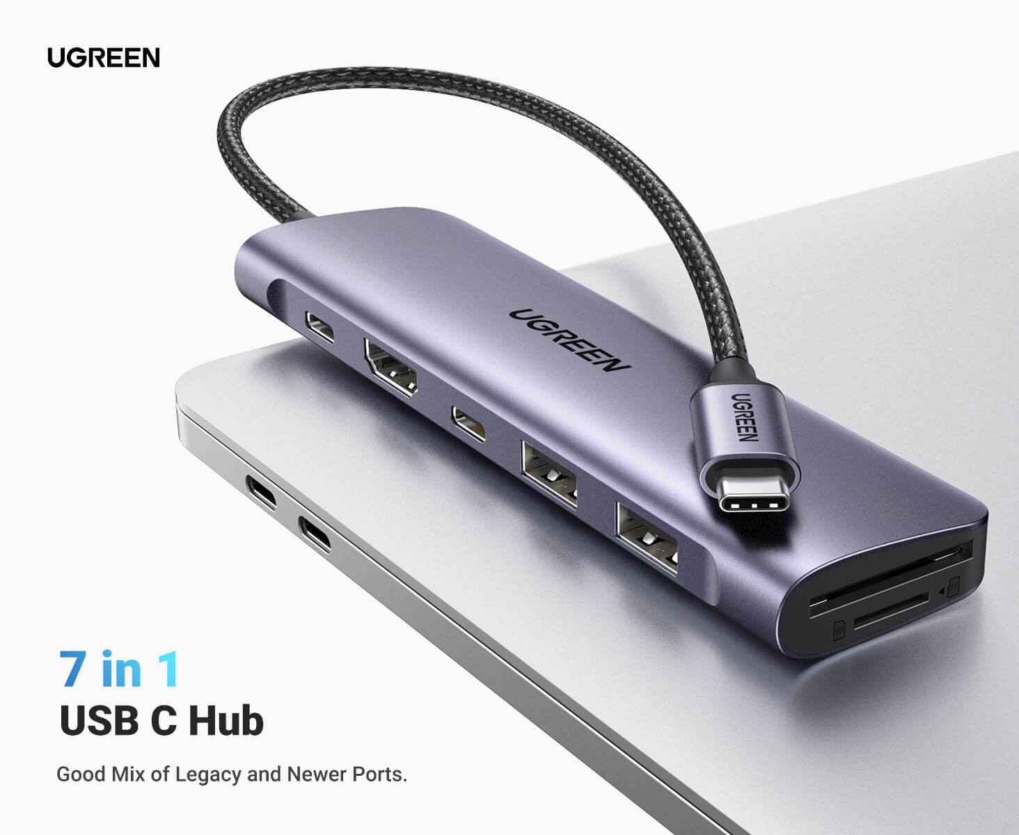 Ugreen 7-in-1 USB-C Hub (100W PD, 4K@30Hz HDMI)