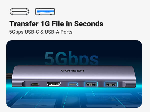 Ugreen 7-in-1 USB-C Hub (100W PD, 4K@30Hz HDMI)