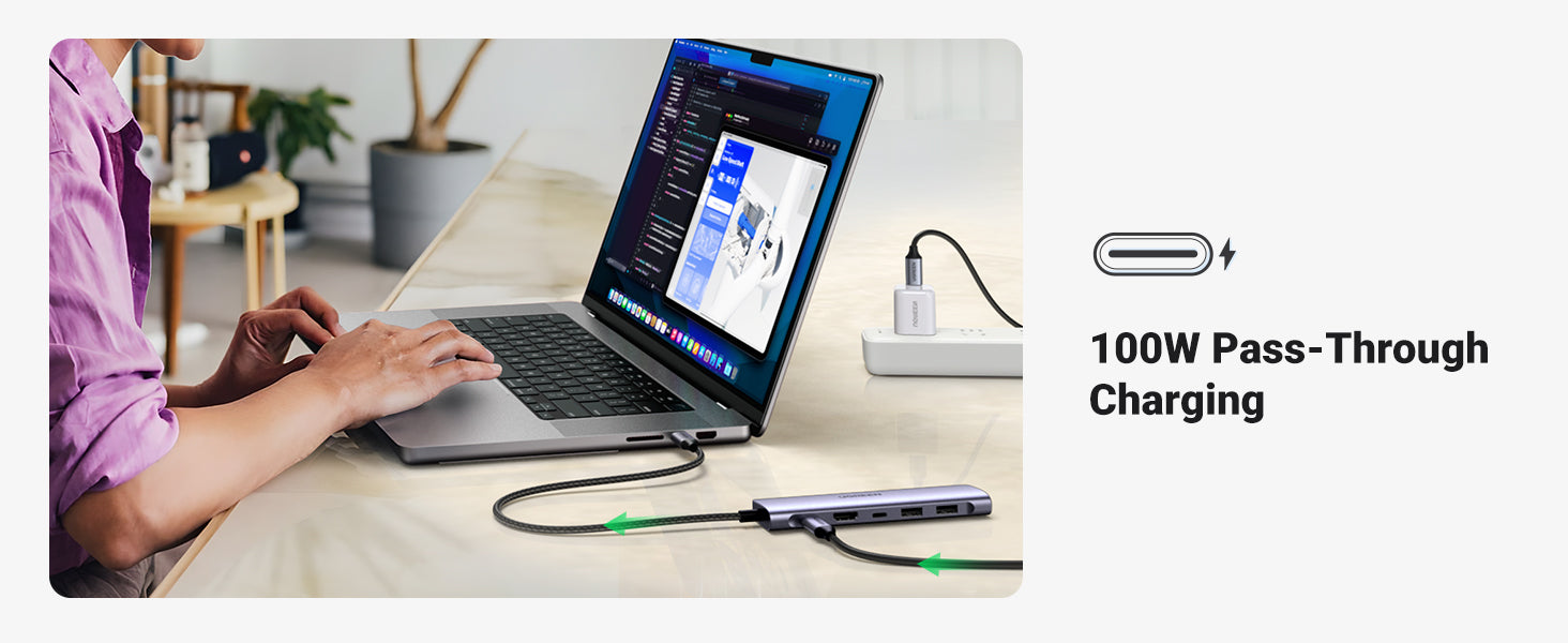 Ugreen 7-in-1 USB-C Hub (100W PD, 4K@30Hz HDMI)