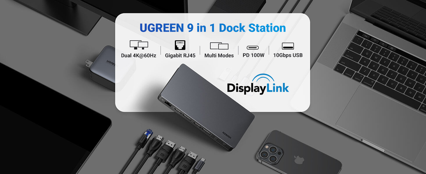 Ugreen 9-in-1 4k HDMI Fast Charge Universal Docking Station