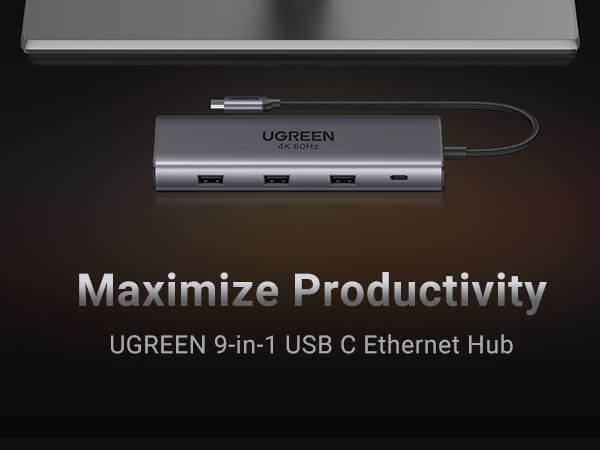 Hub USB-C 9-en-1 Ugreen (USB 3.2 10 Gbit/s, HDMI 4K à 60 Hz)