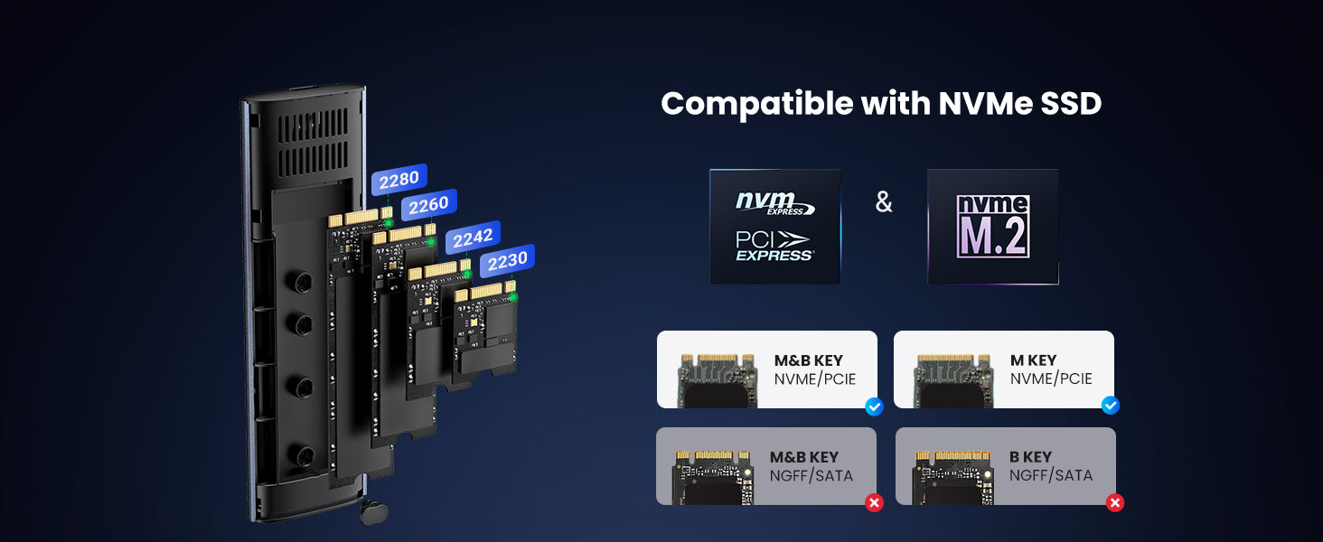 Ugreen M.2 NVMe SSD USB 3.2 Gen 2 10Gbps Aluminum Tool-free Hard Drive Enclosure