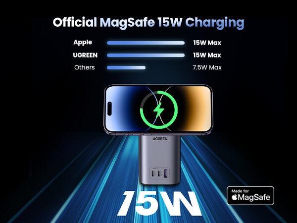 Ugreen wireless charger 15W MagSafe MFi silver (80661 CD284) - B2B