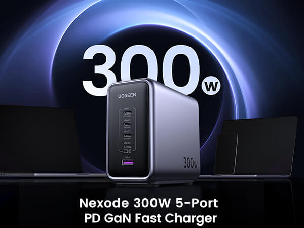 Chargeur USB-C mural GaN Ugreen Nexode 300 W 5 ports