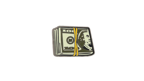 Golf marker shaped like money, with white background