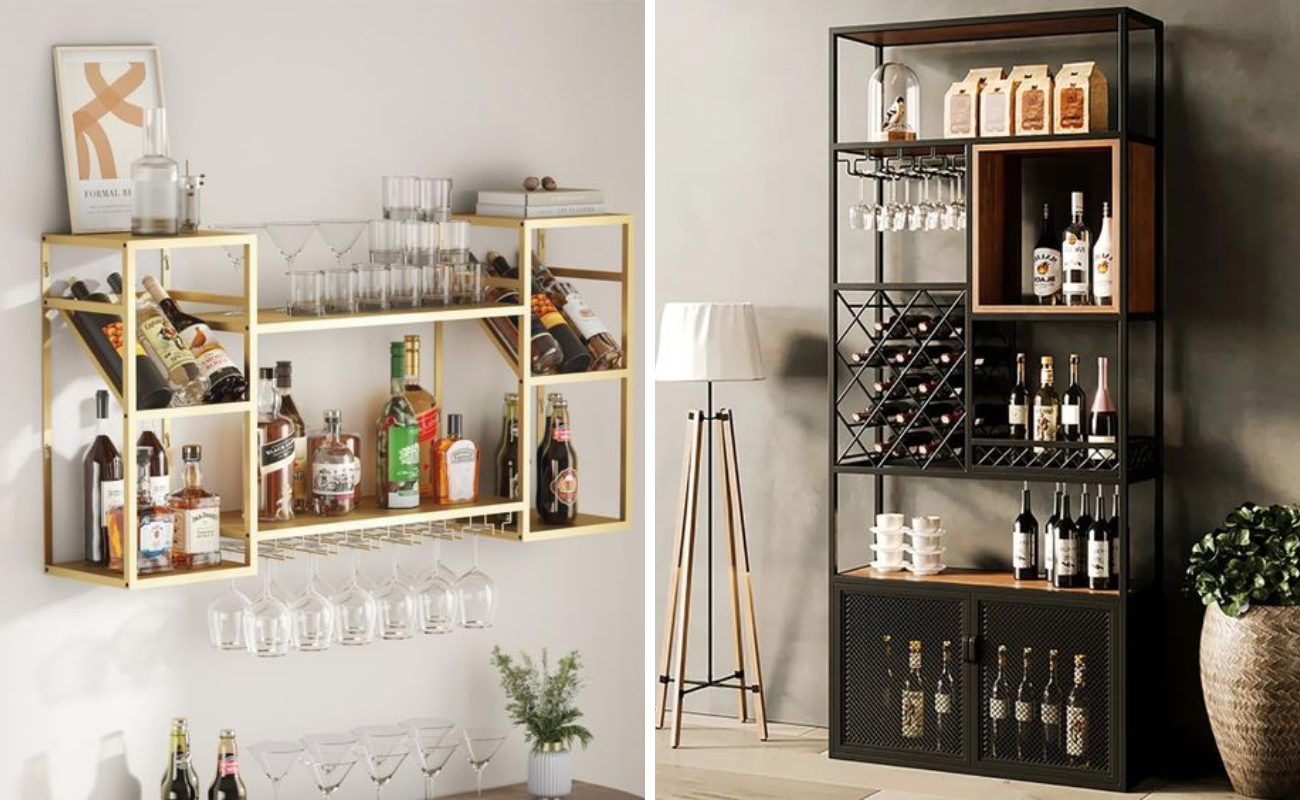 cube shelf decor ideas - wine bottle