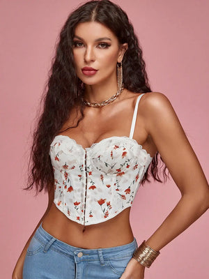 Chic Floral Fantasy Crop Top - Thekittenpark