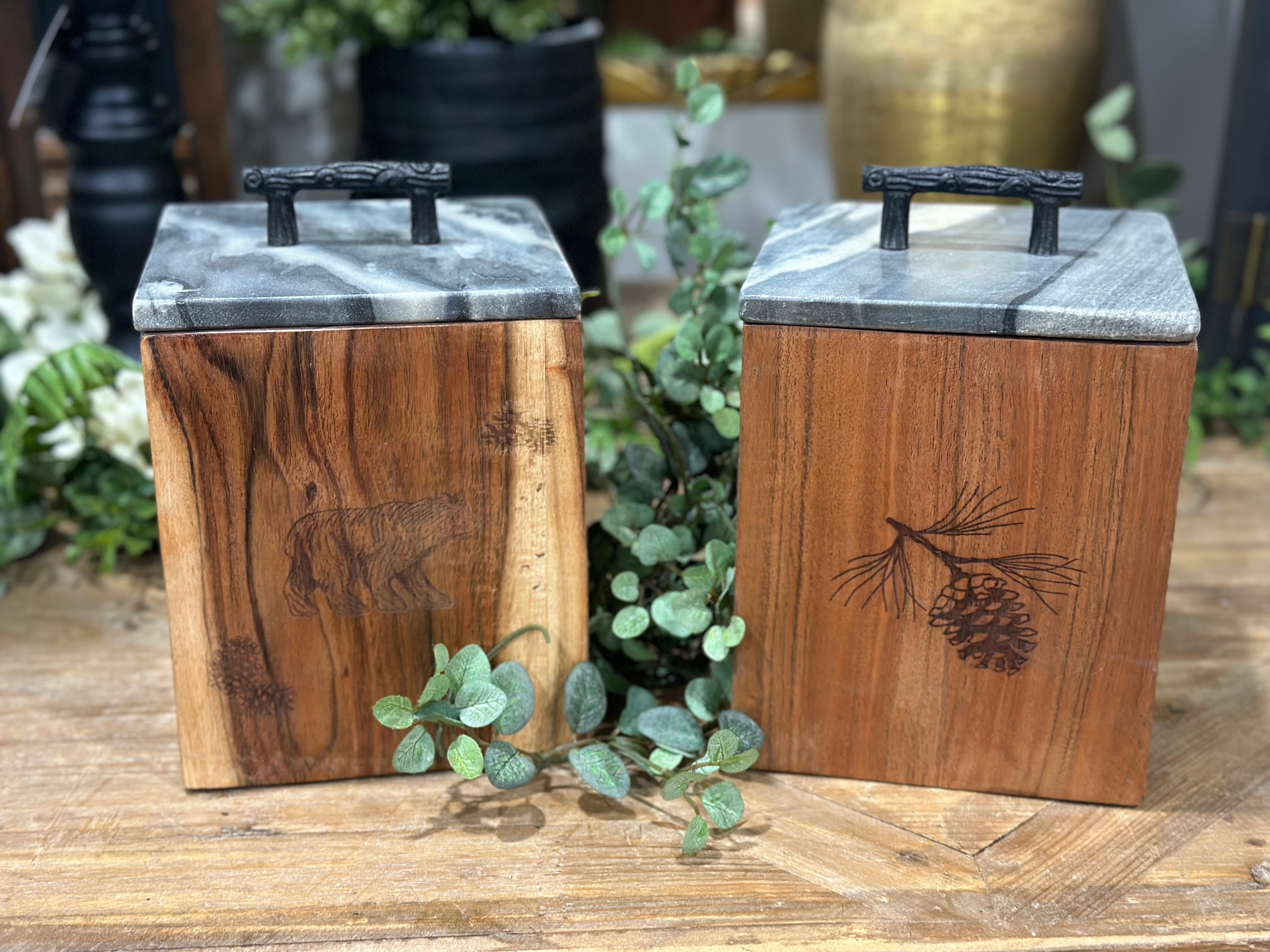 7.5” Rustic Wood Canister