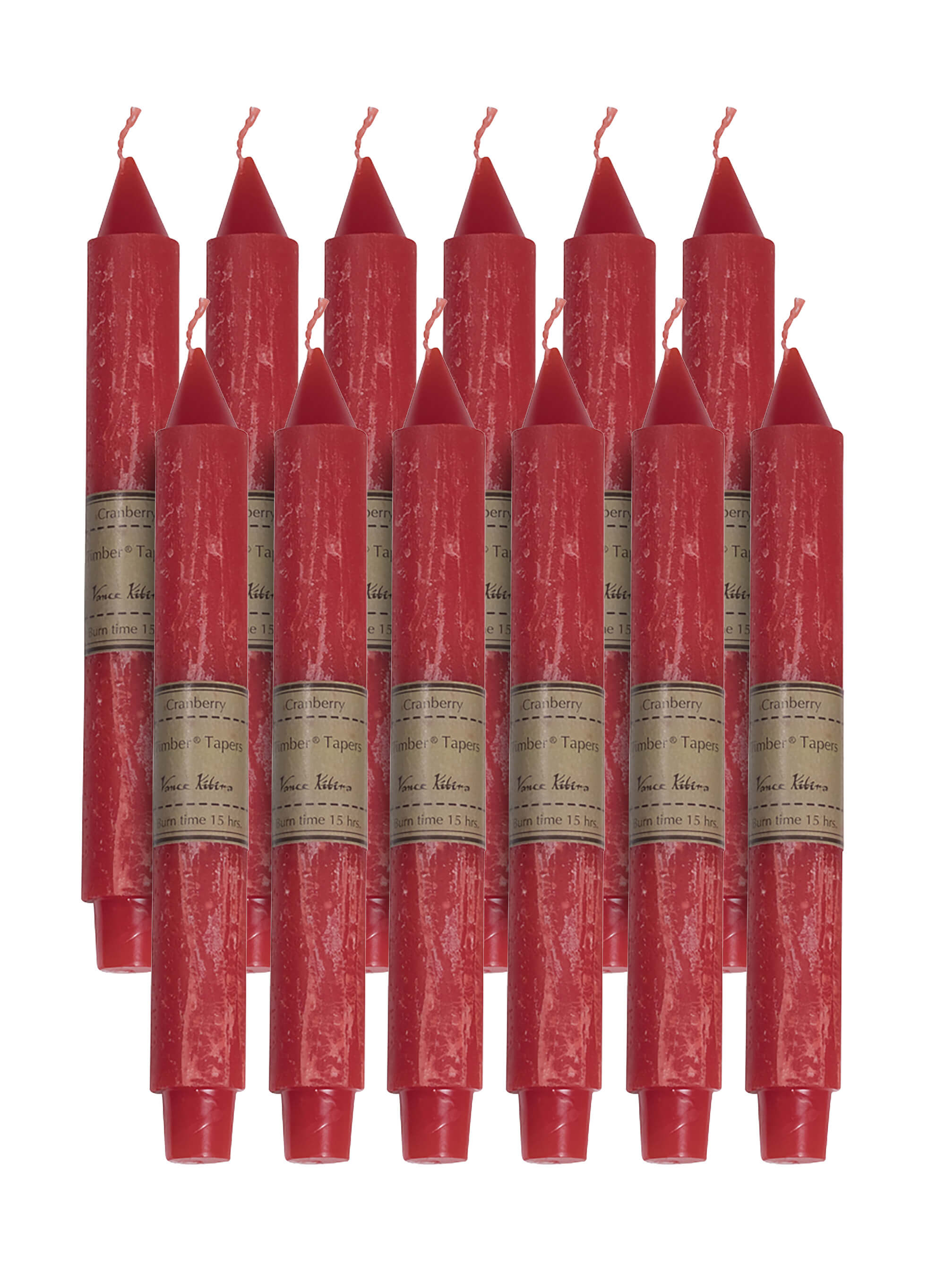 10" Cranberry Timber Taper Candle | Unscented & Dripless Candle