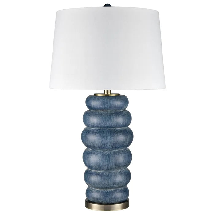 DENIM WASH TABLE LAMP | Stacked Base Design | Polyresin and Metal | 31in ht | 150 Watts
