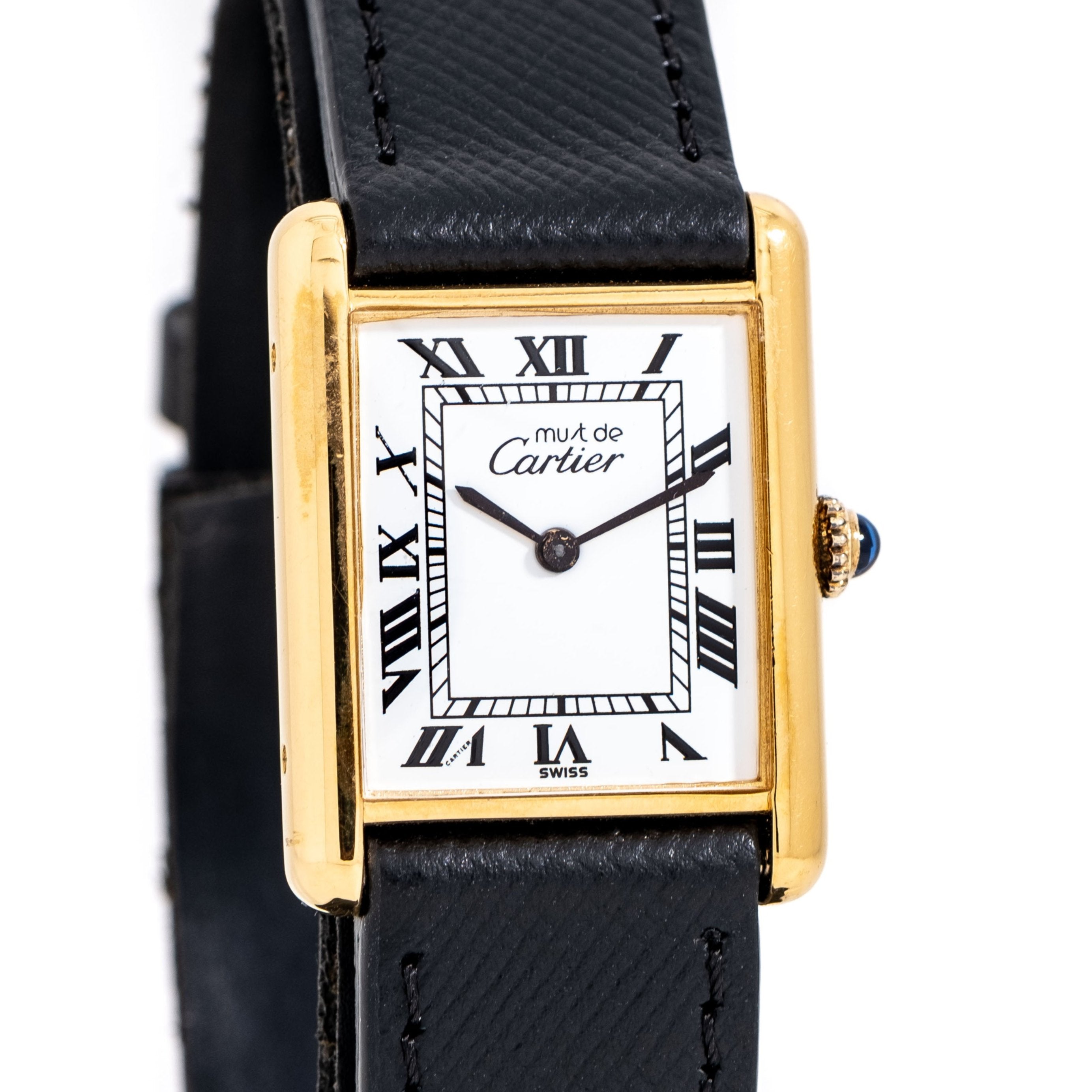 Image of 1990's Era Cartier Tank Must De 18k Yellow Gold Plated over Sterling Silver Watch (# 14956)