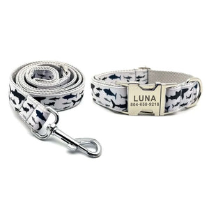 Personalized ID Tag Shark Pattern Pet Collar - Gift Me a Break - Pet ID Collar